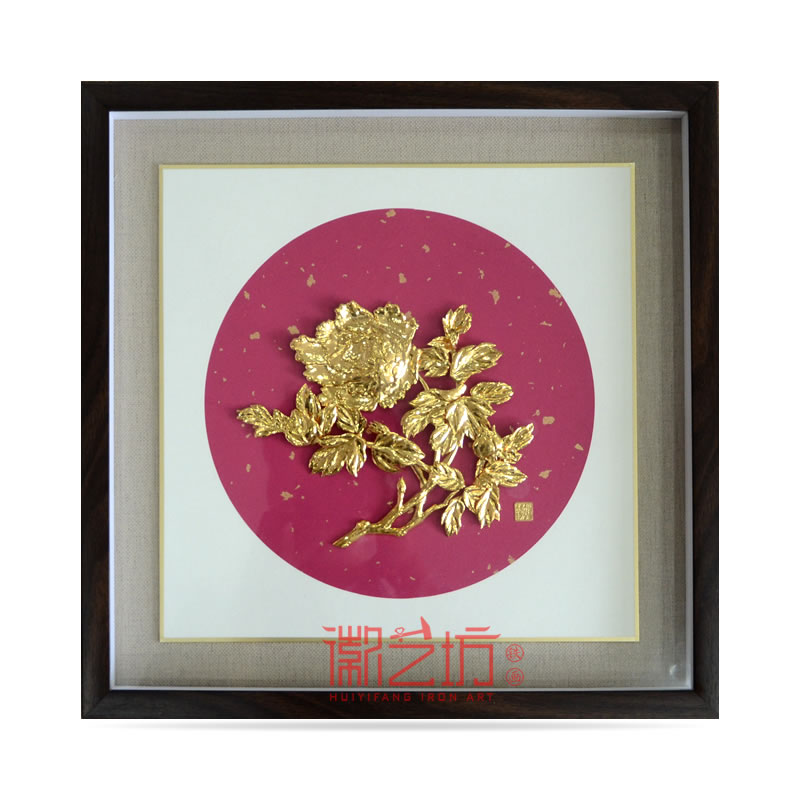 牡丹金畫鍍24K金蕪湖鐵畫 國(guó)家級(jí)非遺純正手工藝術(shù)裝飾掛畫 牡丹金畫鍍24K金蕪湖鐵畫 國(guó)家級(jí)非遺純正手工藝術(shù)裝飾掛畫
