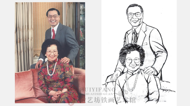 徽藝坊為來(lái)安縣人物館定制的趙小蘭父母人物肖像鐵畫