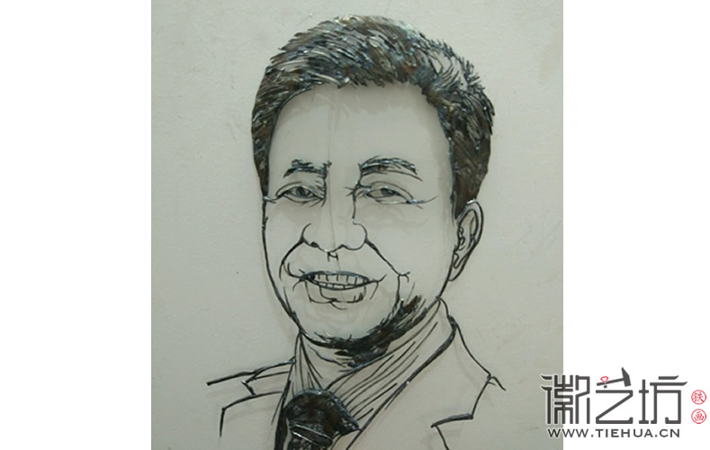 2017.1.3萬達(dá)副總裁丁本錫人物肖像鐵畫定制案例3