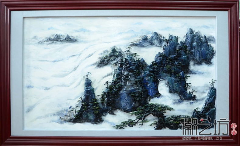 黃山風(fēng)景彩繪浮雕鐵畫5