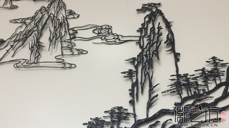 2017.6.16徽藝坊鎮(zhèn)店之寶迎客松鐵畫屏風細節(jié)圖8