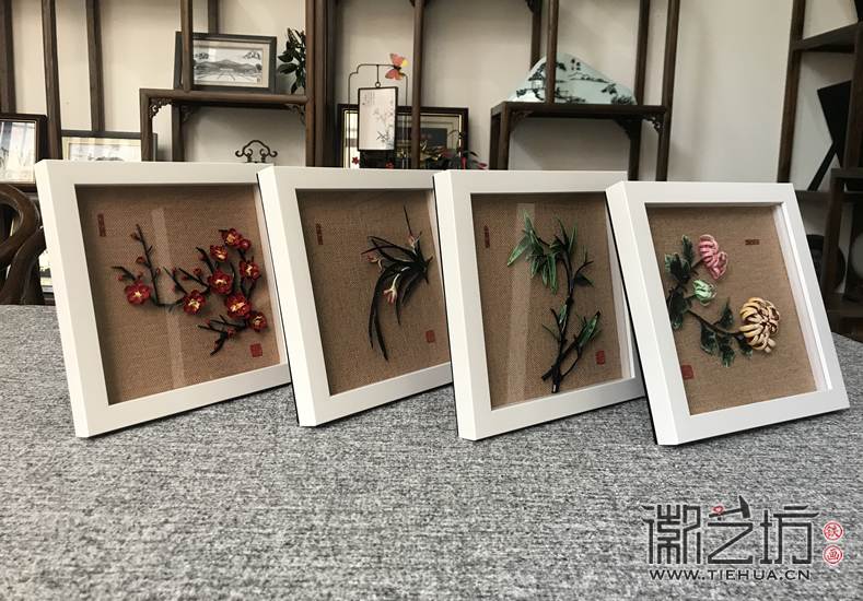 《梅蘭竹菊》四君子鐵畫(huà)擺臺(tái)1