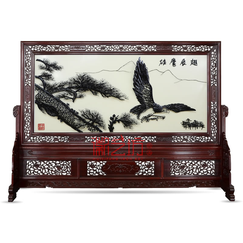 雄鷹展翅蕪湖鐵畫屏風(fēng) 大廳屏風(fēng)隔斷 國(guó)家級(jí)非遺藝術(shù)品